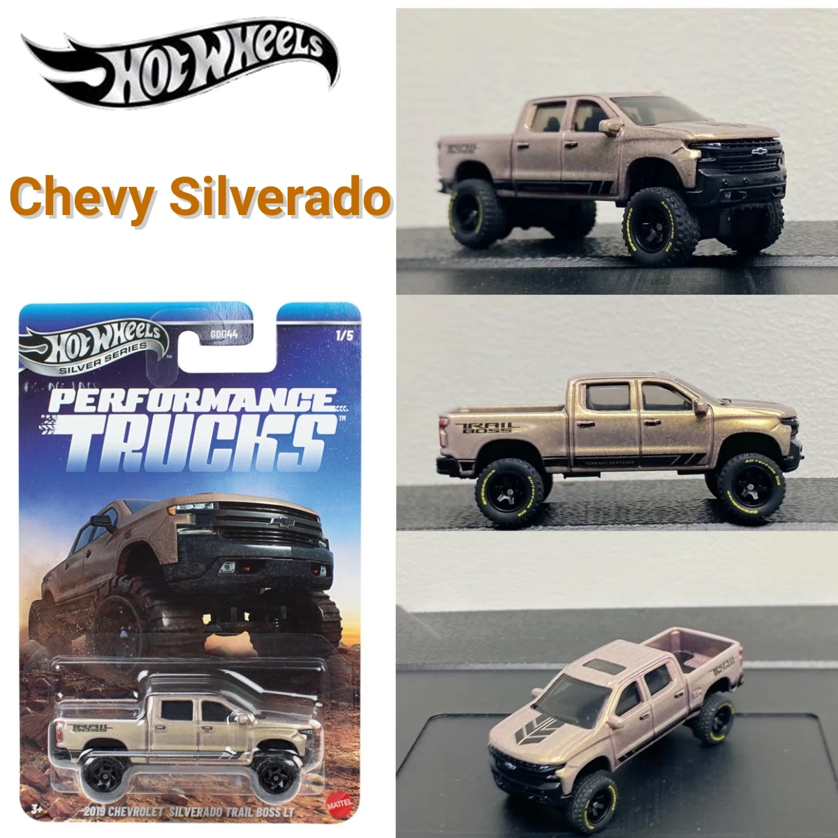 Hot Wheels Performance Trucks GDG44 1:64 Coche de Metal Fundido a Presión Col. Jeep Trackhawk Ford Raptor Chevy Silverado Ram Rebel Bronco R NUEVO