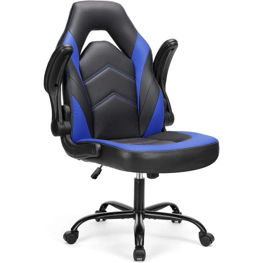 Computer Desk Chair, Lumbar Support Video Game Chair PU Leather