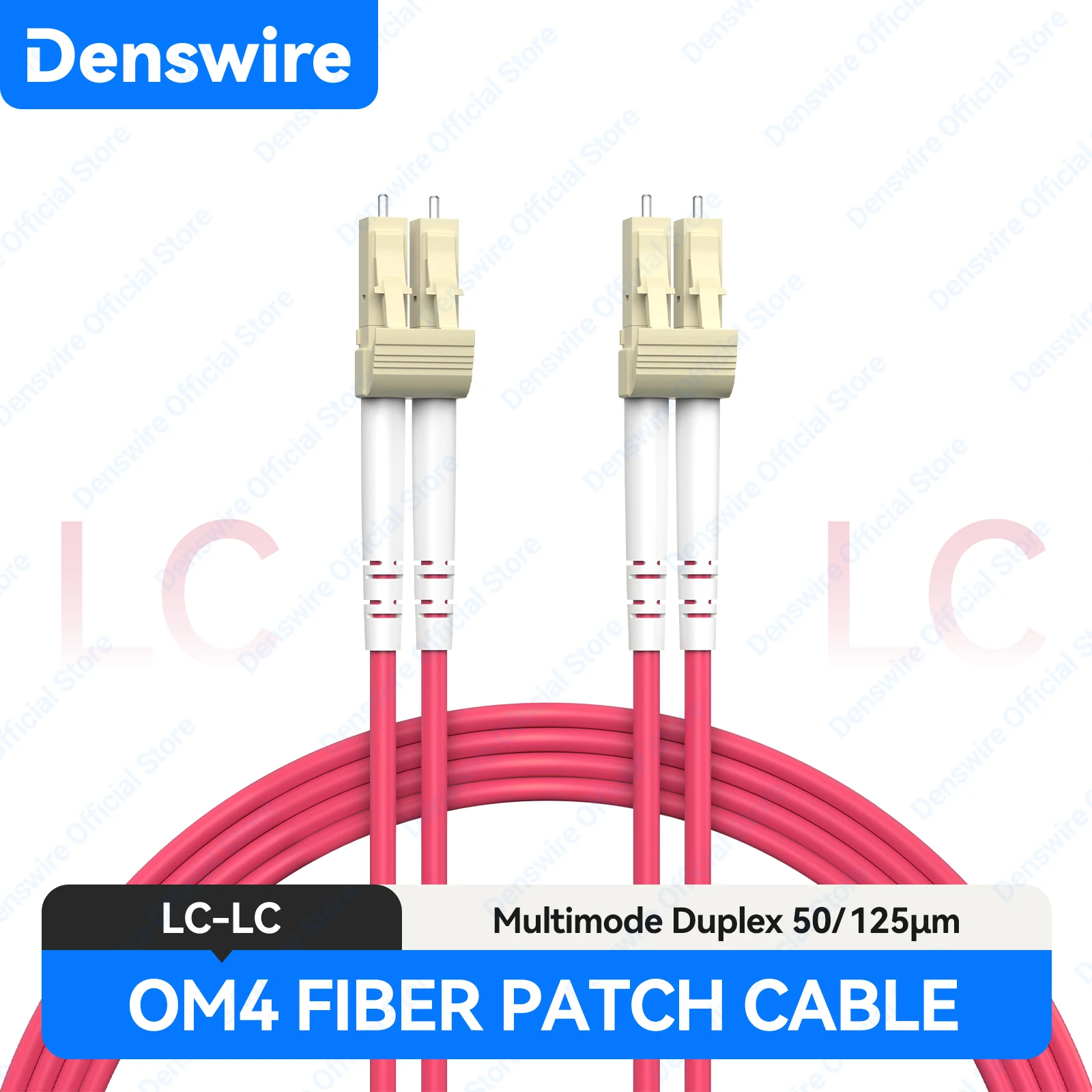 Denswire OM4 LC to LC UPC Fiber Optical Patch Cable Multimode Duplex MMF 50/125μm 2.0mm Fiber Optic Cord for Data Centers etc