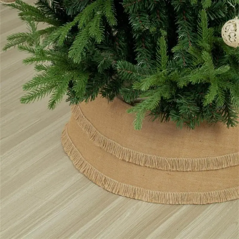 Natural Texture Burlap Christmas Tree Base Cover Conceals Stand Quick Assembly Indoor Holiday Decorations Y4QC