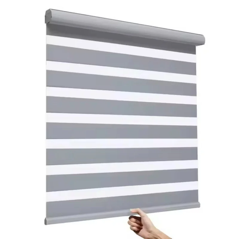 2026 Wholesale Price Custom Blinds With Multiple Color Options Aluminum Material Manual Cordless Zebra Roller Blinds For Windows