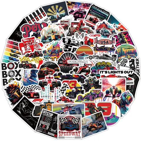 50PCS F1 Formula One Cool Speed Racing Stickers Cars Motorcycles Bicycles Suitcases Water Bottles DIY Waterproof Stickers