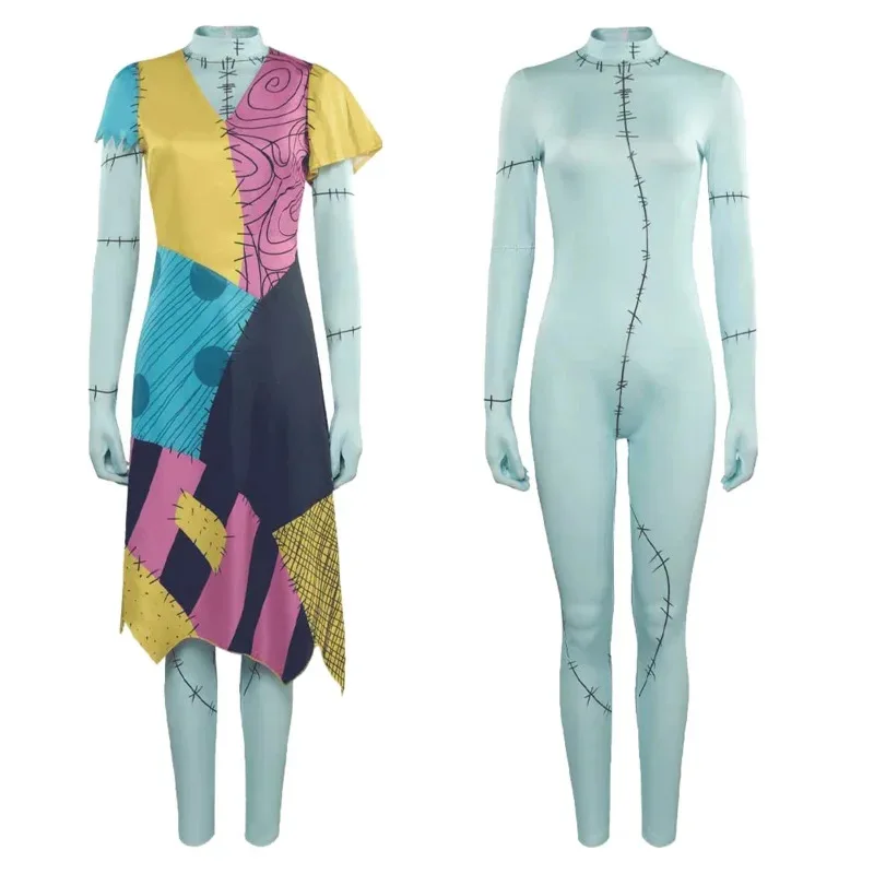 Nightmare Cosplay Before Christmas Sally Role Play Women Costume Disguise Girls Fantasy Female Halloween Carnival Party Clothes