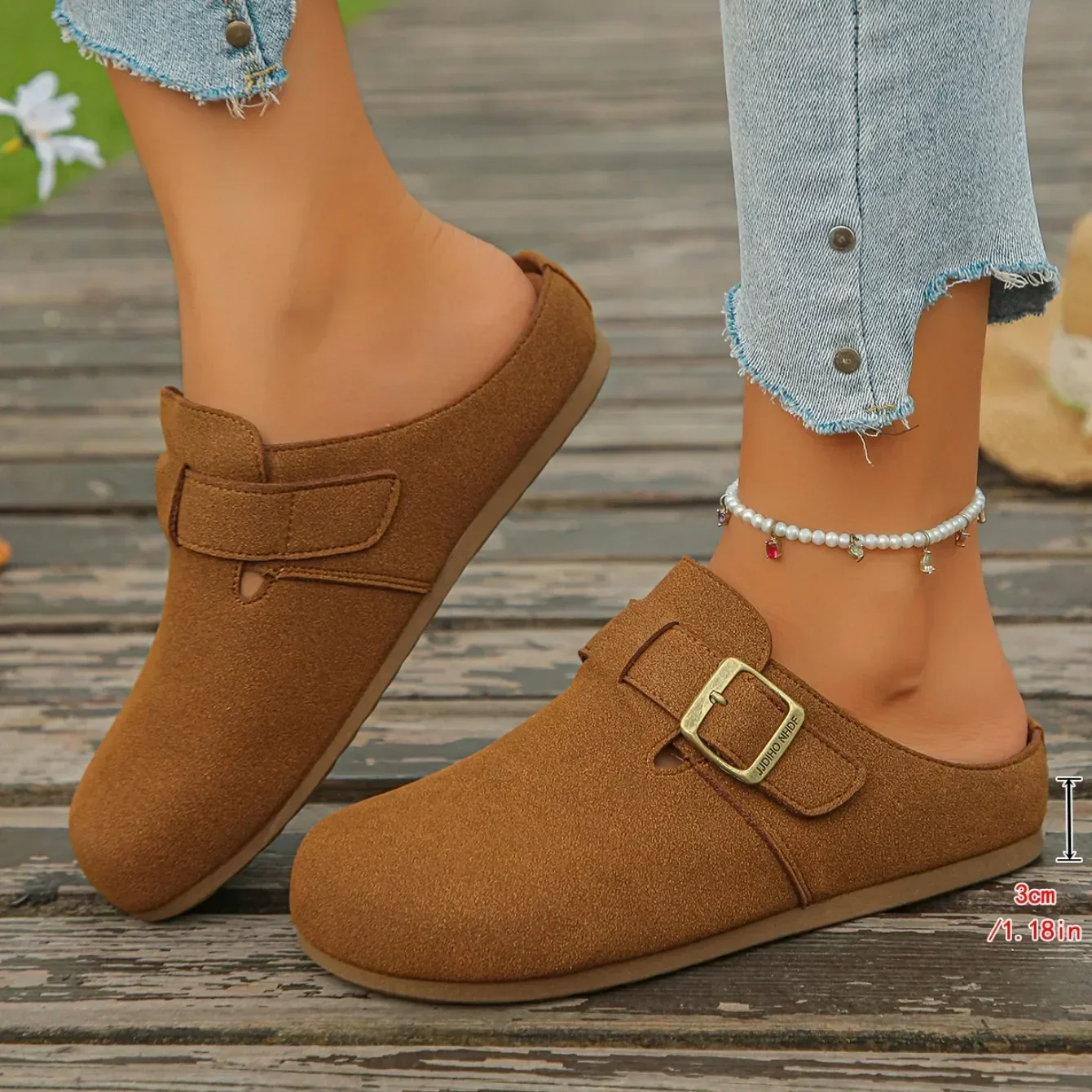 Modische Damen Wildleder-Mules Hausschuhe 2026 Damen Clogs mit Korksohle Sandalen mit Fußgewölbestütze Outdoor-Strand-Slides Hausschuhe für Damen – Detail 10