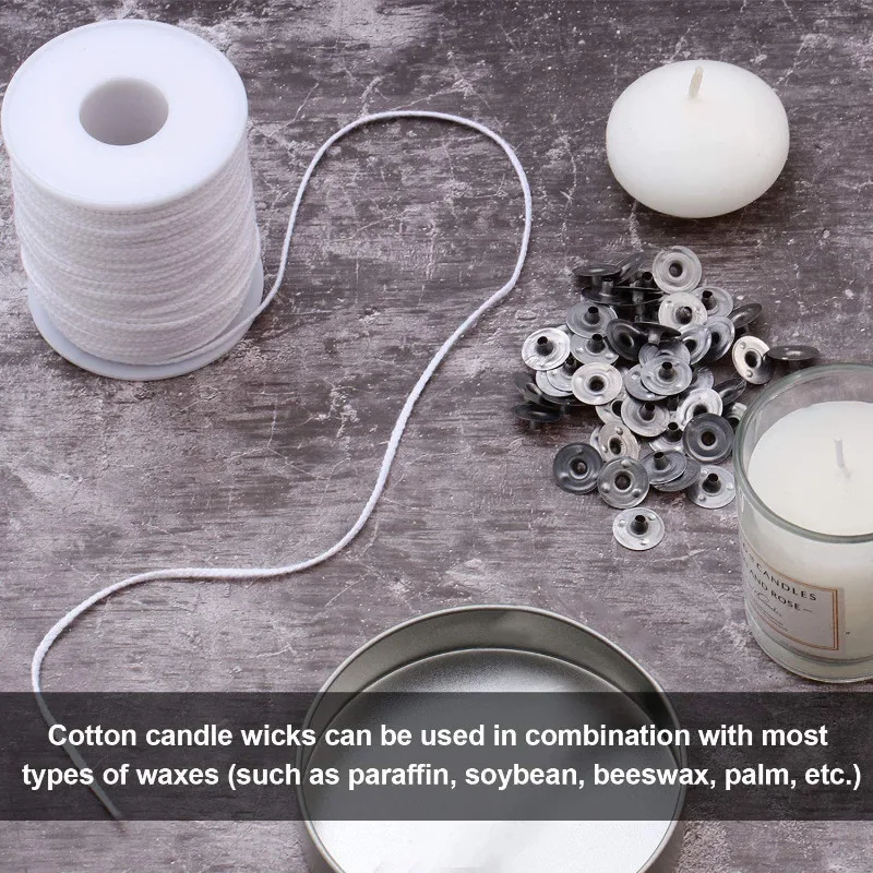 Candle Wicks 61M Pure Cotton Core,Metal Candle Wicks Holder Centering Three Hole,DIY Candle Making Supplies Handmade Accessories