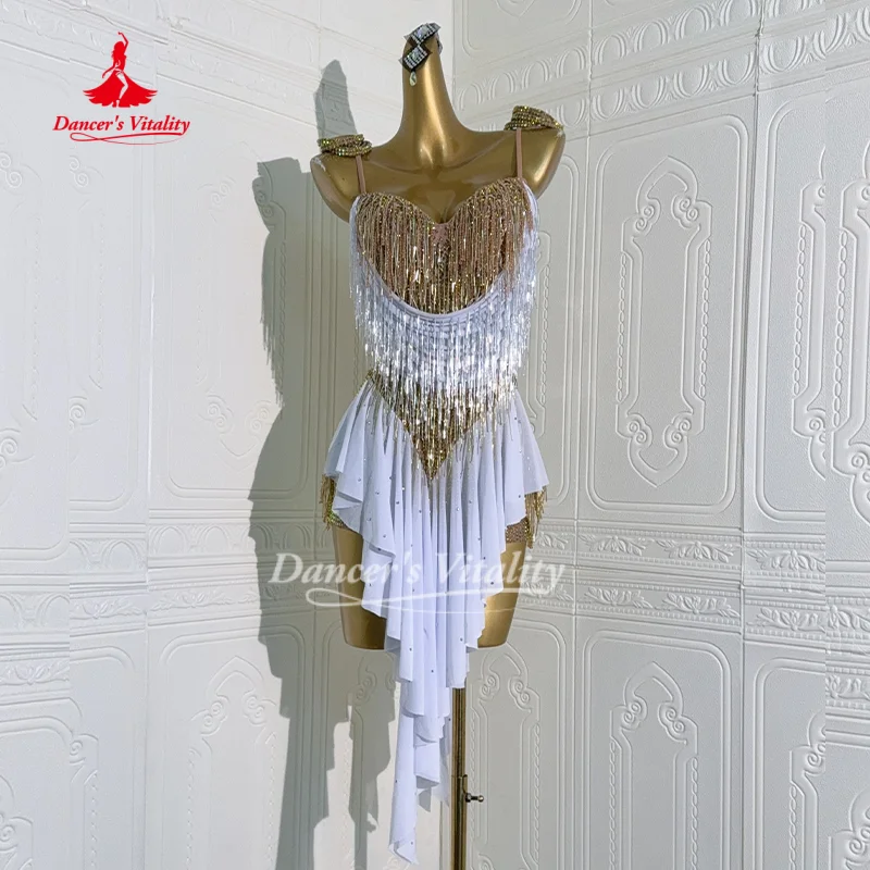 Latein-Tanz-Quastenkleid für Damen, individuell gestaltet, Tango, Rumba, Samba, Performance-Kostüm, Mädchen-Wettbewerbskleider, Tänzerin Vitalität