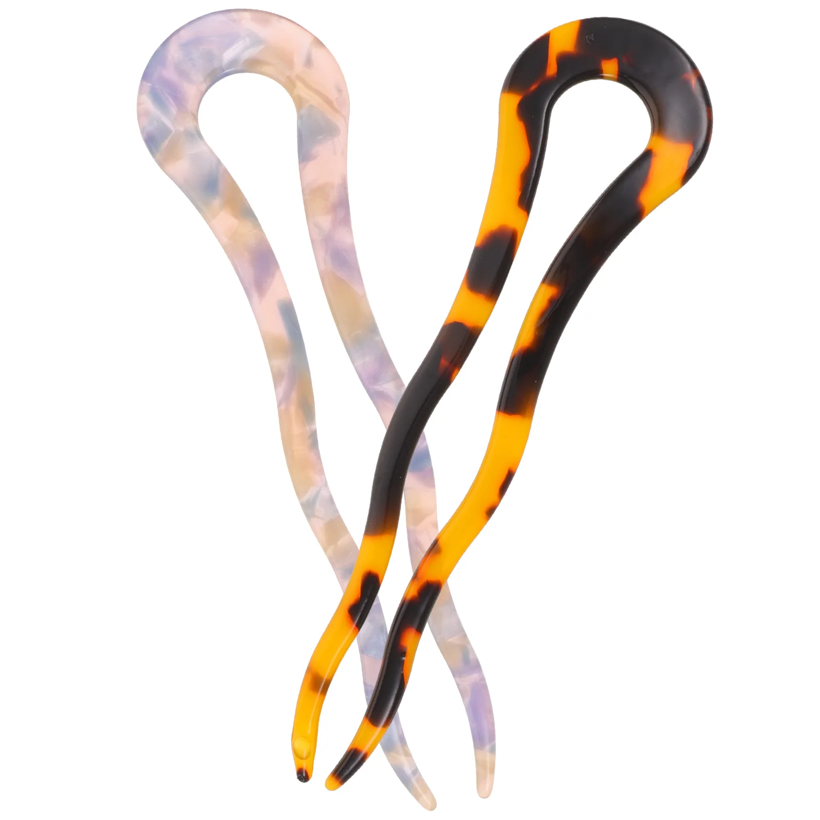 

2 Pcs Twist Hairpin French Pins Sticks for Long Thick Decorative Clip Small Fork Forks Buns Acetate Sheet Man
