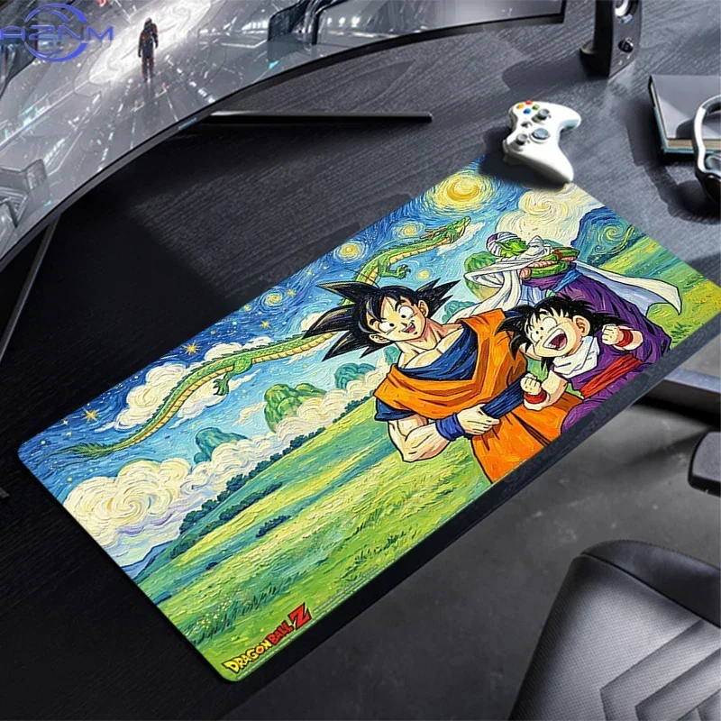 Pink Purple Starry Swirl Oil Painting Anime Fighter Print Mouse Pad, Rubber Non-Slip Base, Smooth Fabric Gaming Desk Mat for Gam