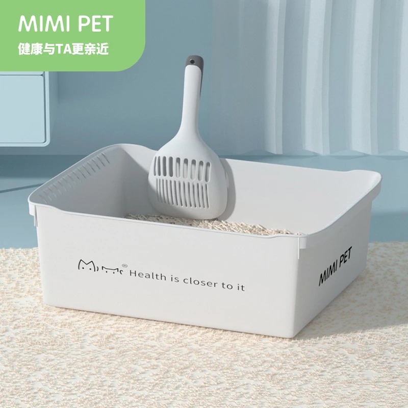 

Mimipet Large Litter Pan Semi-Closed Splash-Proof Cat Litter Box Easy To Clean Odor Barrier Cat Supplies Deep Enough