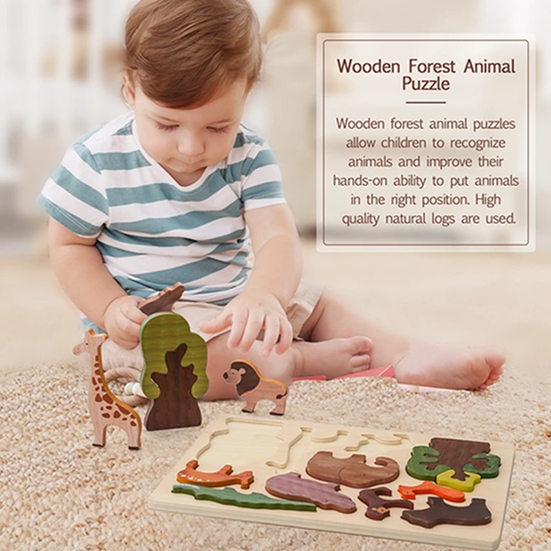 Wald Bausteine Holz Montessori Spielzeug Kreative 3D Puzzle Szene Platzierung Spiel Baby Balance Spielzeug Zimmer Dekoration Baby Geschenk – Detail 12