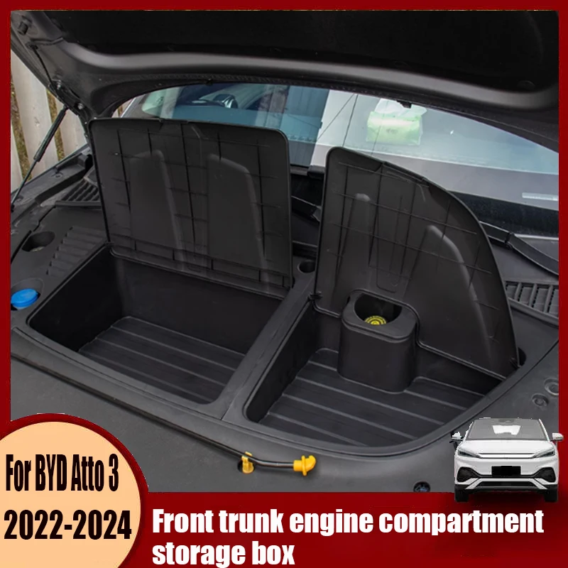 For BYD Atto 3 Yuan Plus 2022 2023 2024 Front trunk storage box, engine compartment split type dust-proof storage box