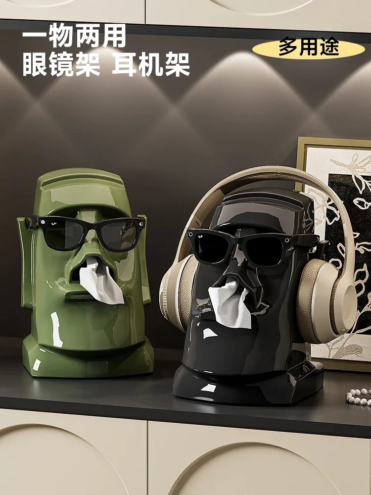 Stone statue tissue box, living room, light luxury, high-end creative household coffee table