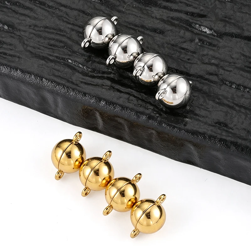 Stainless Steel Ball Shape Magnetic Jewelry Clasp Magnet Closure Findings for Homemade Pearl Beaded Necklace Bracelet Craft