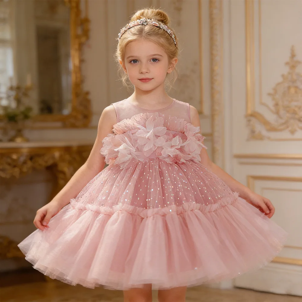Children's princess dress, flower girl wedding, little girl's petal wedding dress, performance costume