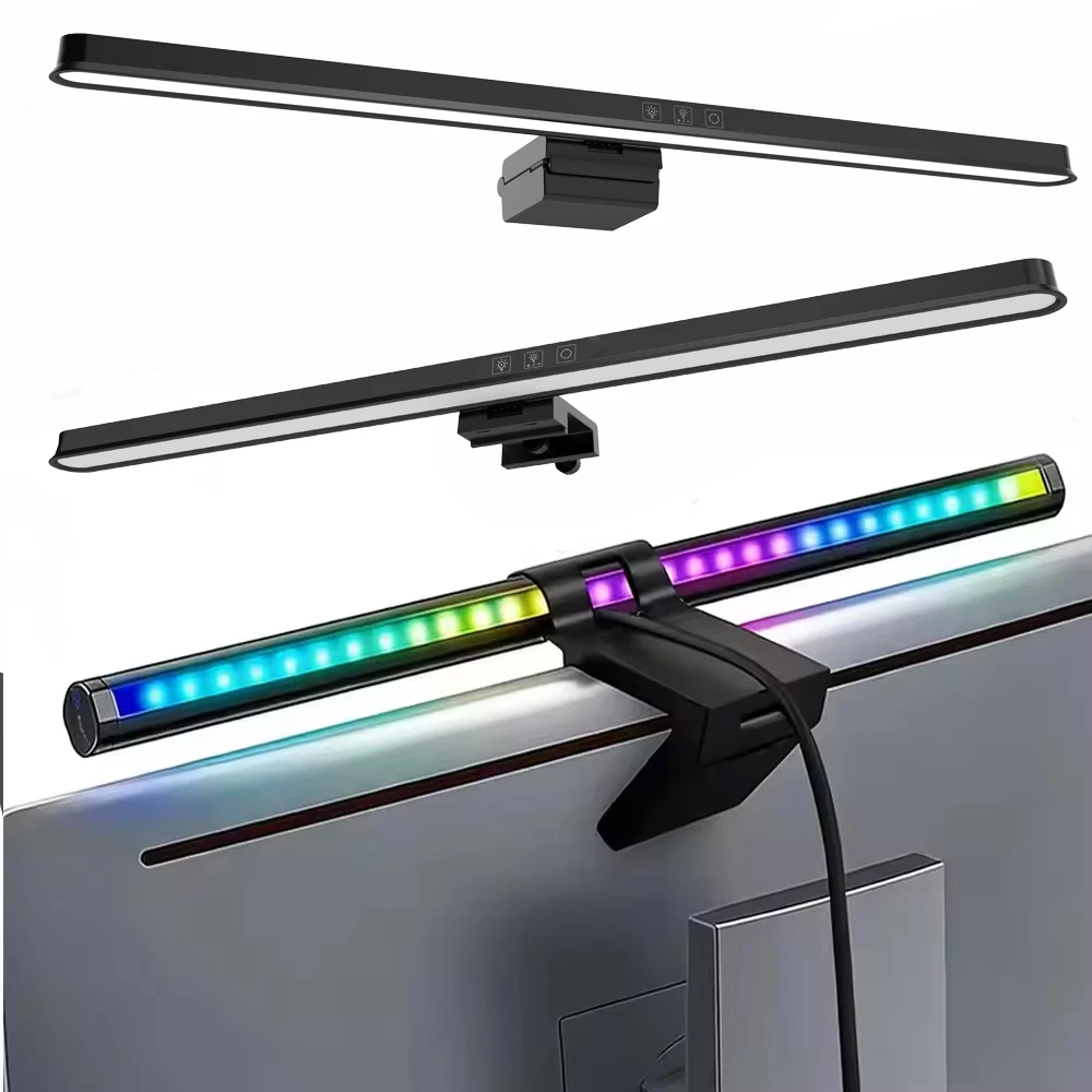 Luminária Suspensa para Monitor, Barra de Luz LED para Leitura, Iluminação RGB de Ambiente para Jogos, Proteção Ocular para Trabalho, Lâmpada Noturna