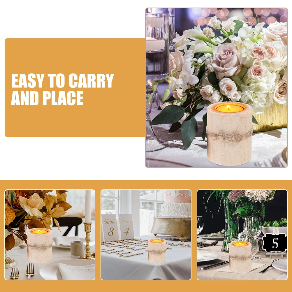 ที่วางเทียนไม้สไตล์เรียบง่าย 4 ชิ้น งานแฮนด์เมด สำหรับงานแต่งงาน ตกแต่งงานเลี้ยง