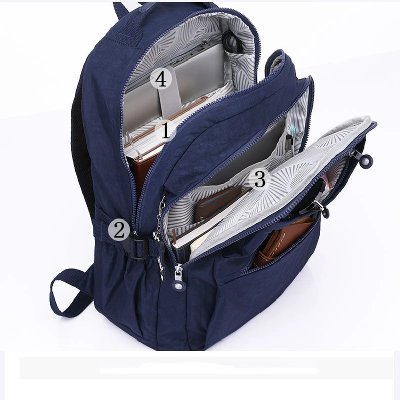 Nesitu A4 Large Capacity 15.6'' Laptop Women Men Backpack Schoolbag Lightweight Travel Bag Blue Grey Black Red Purple M1818