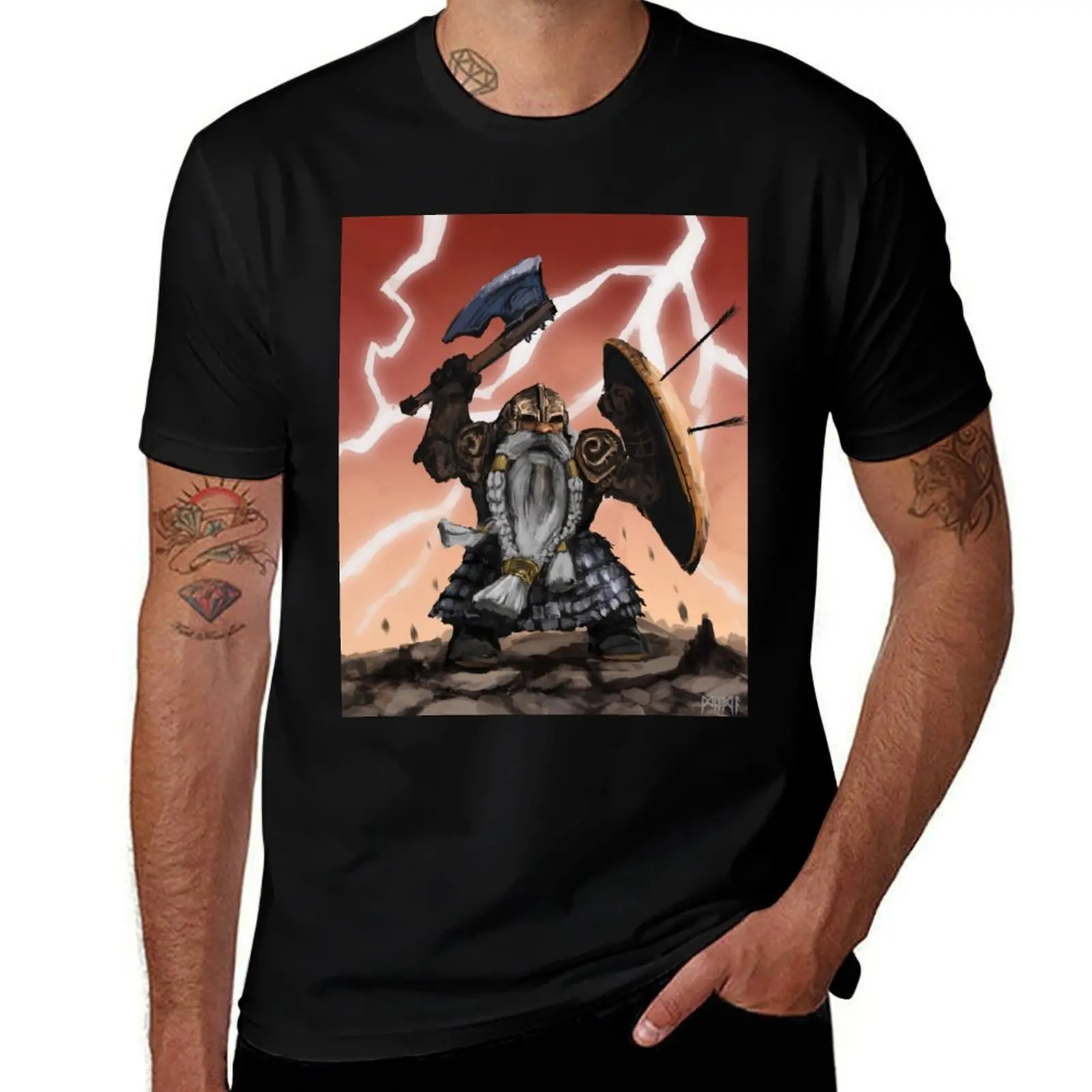 

Dwarf warrior fantasy illustration T-Shirt t shirt man casual essential t shirt T-Shirt