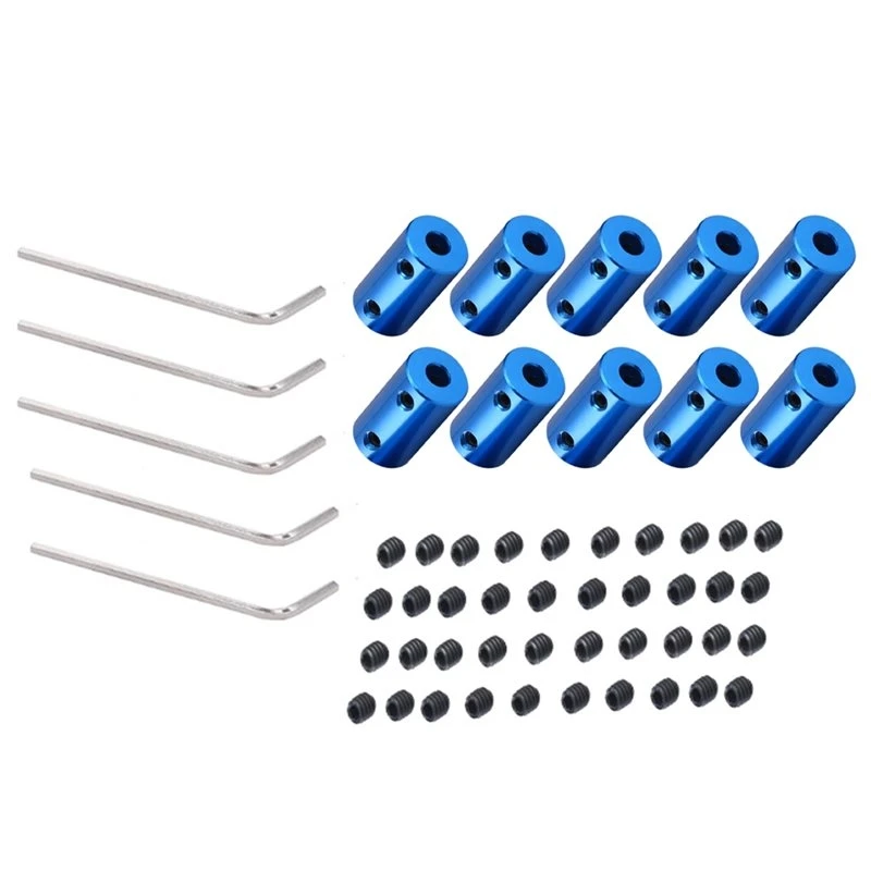 AC23-Alloy Shaft Coupling 10Pcs Rigid Stepper Motor Wheel Couplers Connectors For DIY Cars Boat Airplane 3D Printers 5Mm Joint