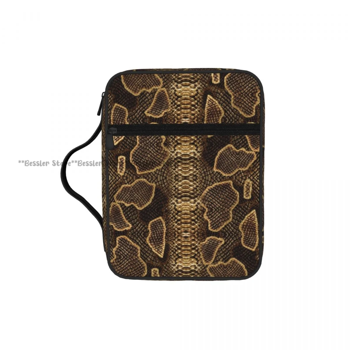 

Snake Pattern Bible Cover Case Zipper Pocket Handle Storage Bag Church