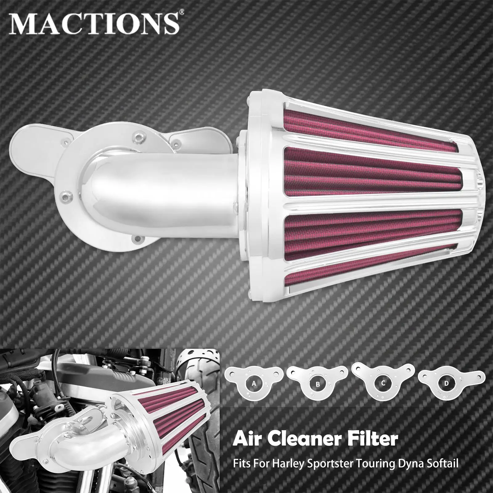 

Motorcycle Chrome Air Filter Cleaner System For Harley Touring Softail Dyna Sportster XL 1200 883 48 72 Road King Street Glide
