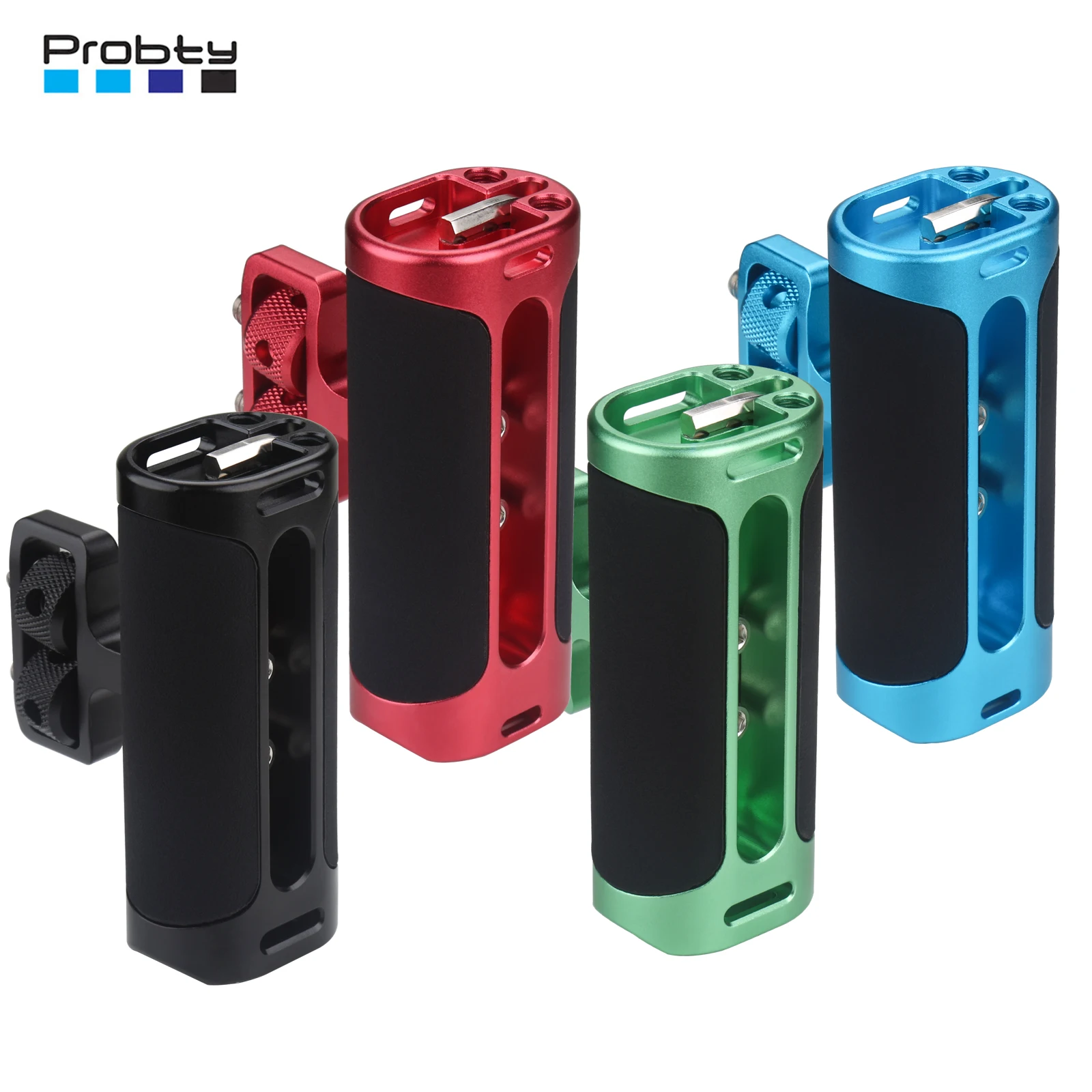 

Алюминиевая боковая ручка Probty для клетки камеры со встроенным отверстием для определения местоположения 1/4 дюйма-20, отверстием для ремня, регулируемой холодной башмак вверх/вниз