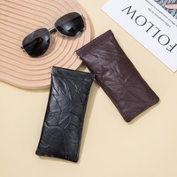 Genuine Leather Reading Glasses Bag Case For Man Women Retro Shrapnel Sunglasses Storage Holder Pouch Eyeglasses Box Eyewea