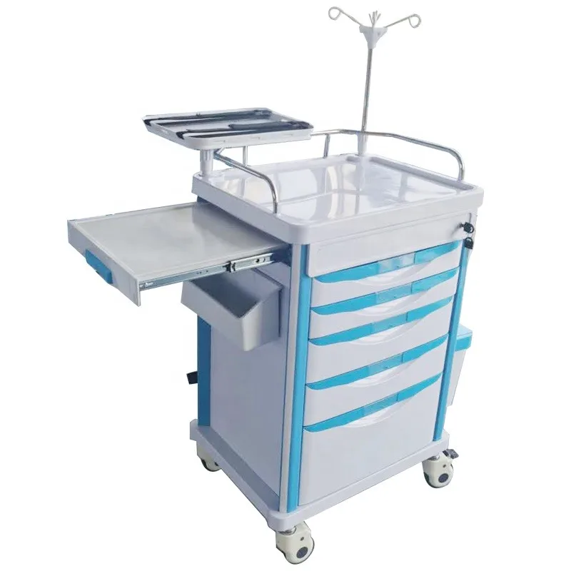 Drug trolley, emergency medicine drawer, emergency car, plastic material, modern design, suitable for hospitals