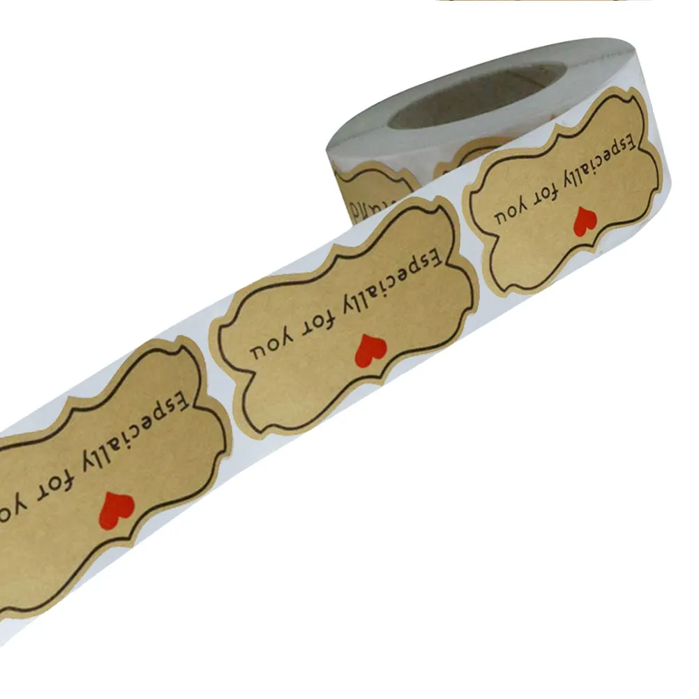 

250Pcs Romantic Letter Sealing Stickers Self Adhesive Kraft Paper for Cake Bags Gift Boxes Business Packaging DIY Decorative