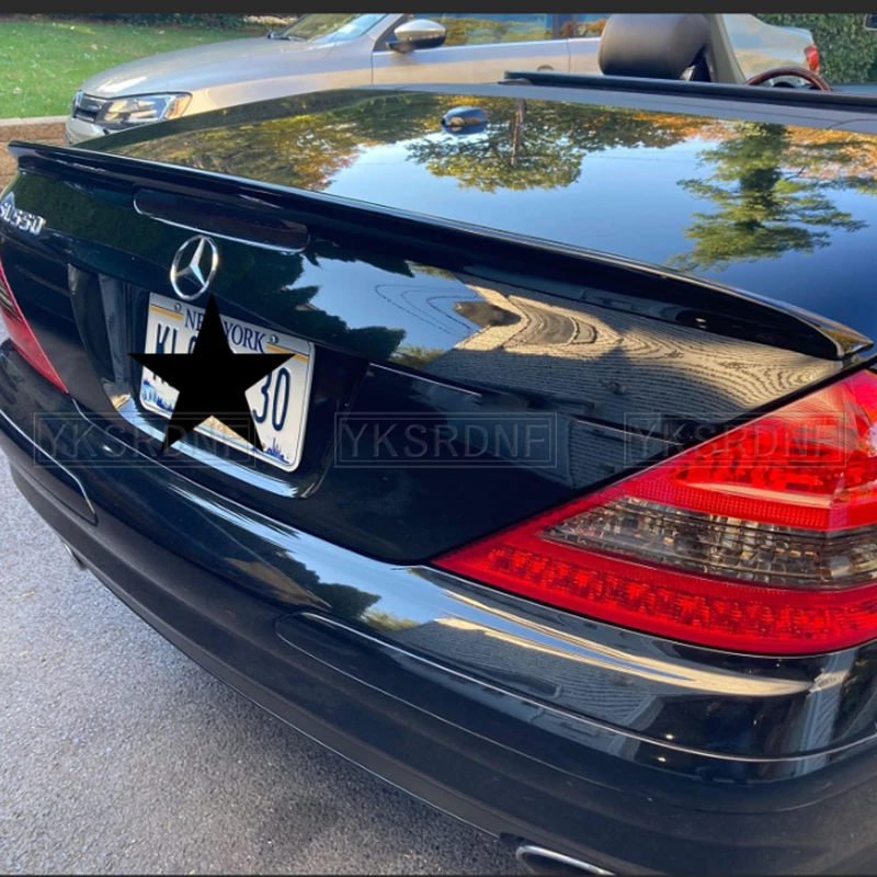 For Mercedes-Benz SL-Class R230 SL350 SL500 SL55 SL63 2006 -2012 FRP Unpainted Real Carbon Fiber Spoiler Trunk Boot Wing Spoiler