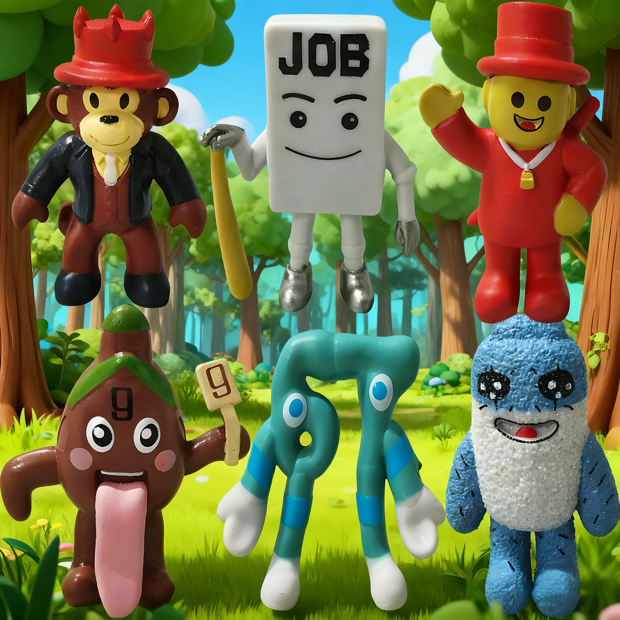 

6pcs Steal A Brainrot Cute Figurine No.9 House Toy Game Peripherials Collection Anime Figurine Model Toys Christmas Gifts