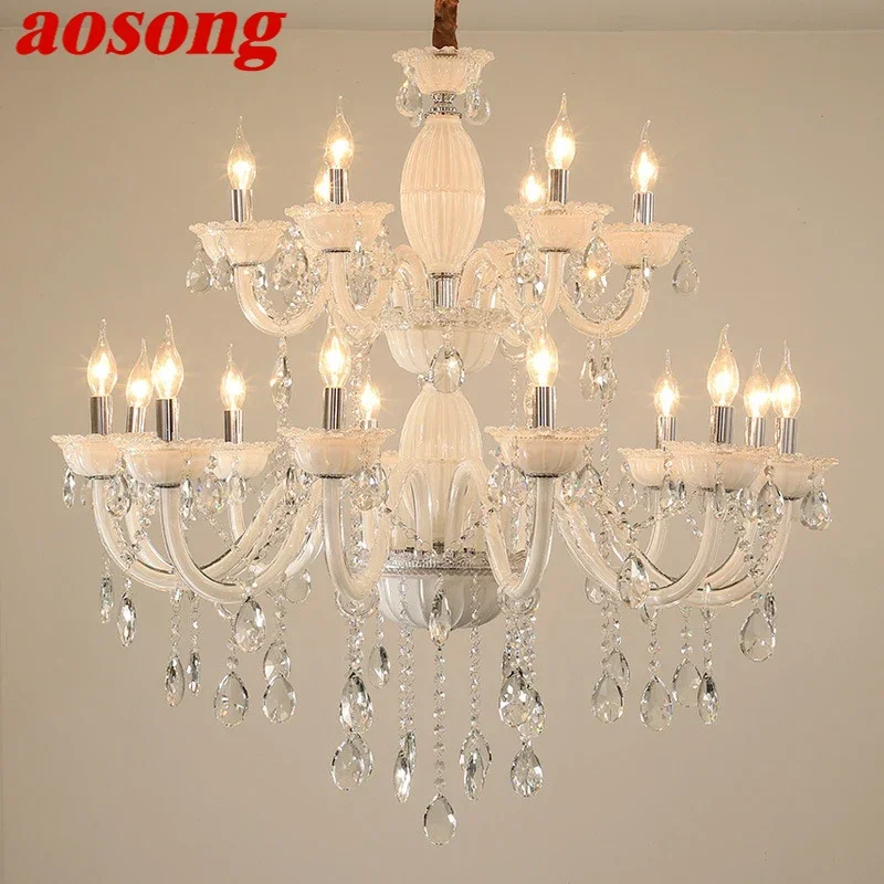 AOSONG European Crystal Pendent Lamp Candle Lamp Luxury Art Living Room Restaurant BedroomVilla Hotel KTV Chandelier