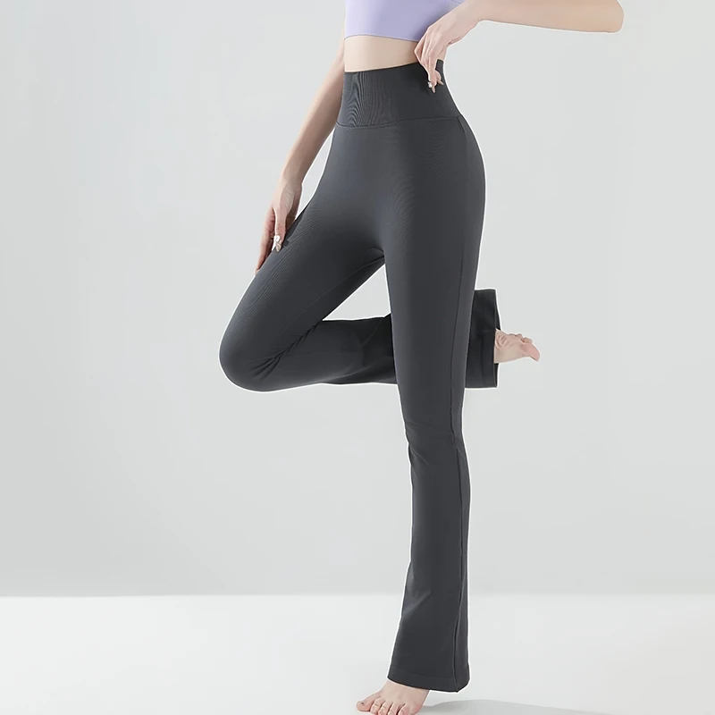 سراويل نسائية واسعة الساق للتمرين بدون خياطة عالية الخصر للتحكم في البطن من أجل الجري واليوجا