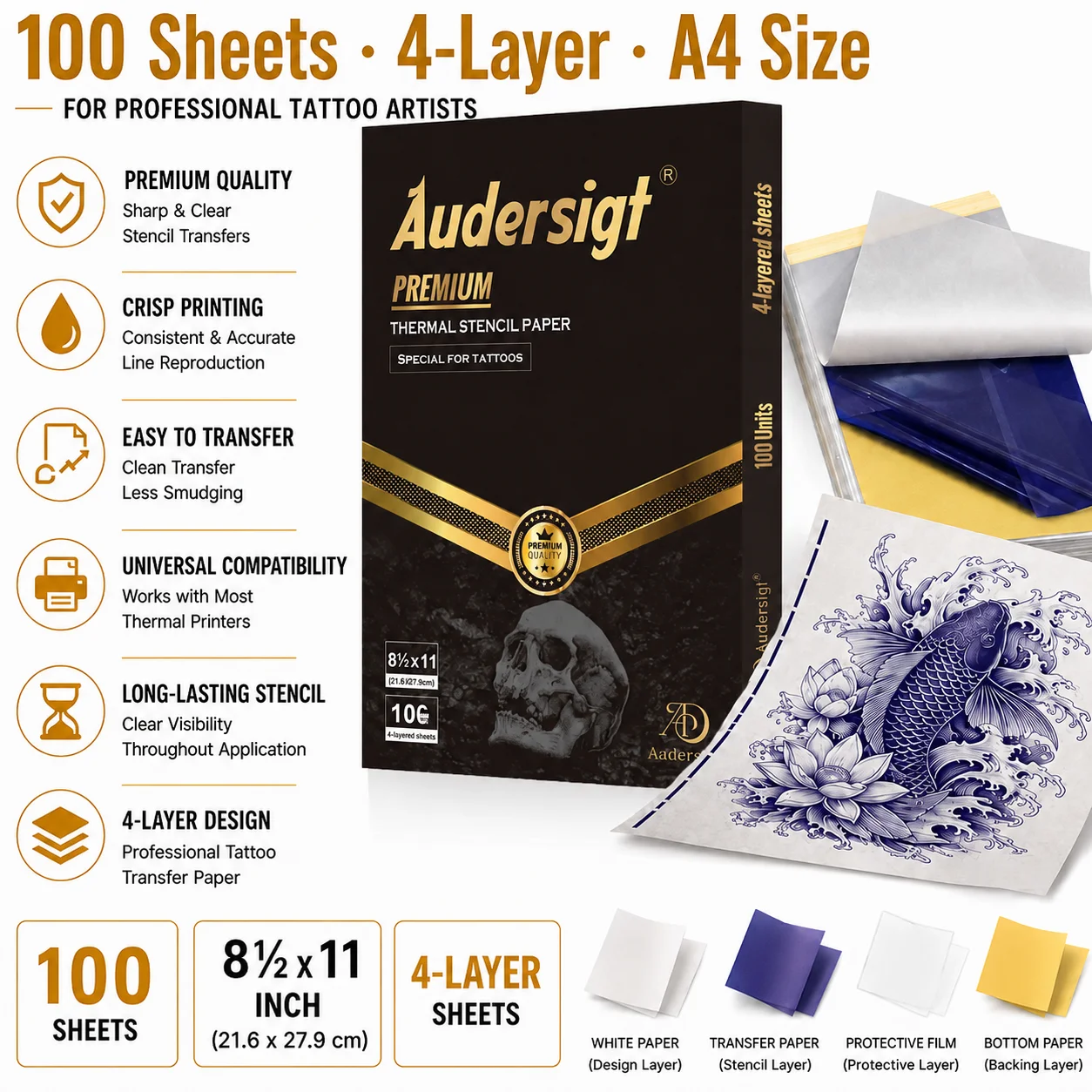 20/50/100Pcs Tattoo Transfer Paper A4 Size Tattoo Thermal Copier Stencil Papers for Tattoo Transfer Machine Paper Accessories