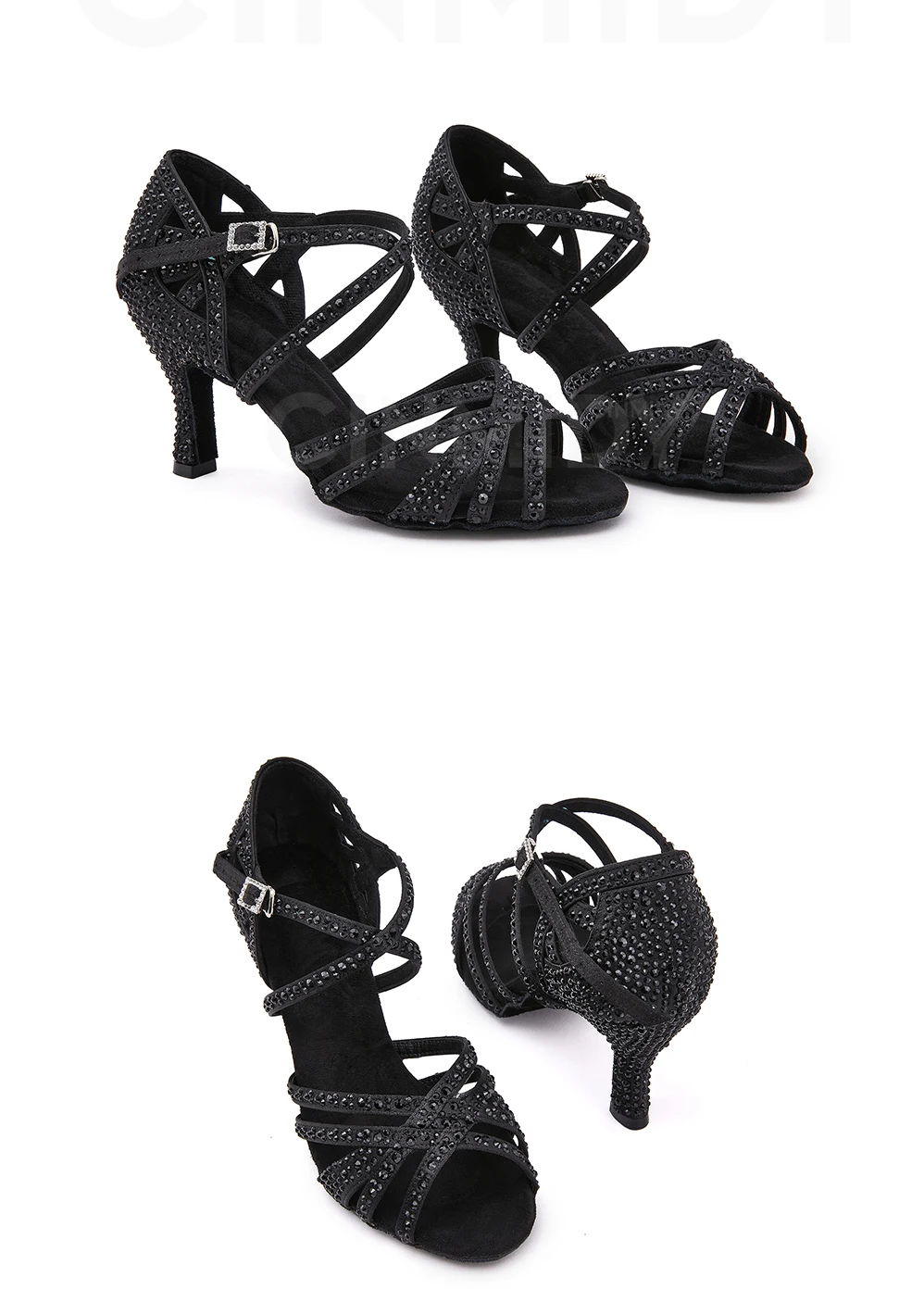 CINMIDY Damen Latein Tanzschuhe Strass Weiche Sohle Salsa Schuhe Ballroom Tanz High Heels Damen Sandalen Hochzeitsschuhe für Frauen – Detail 19