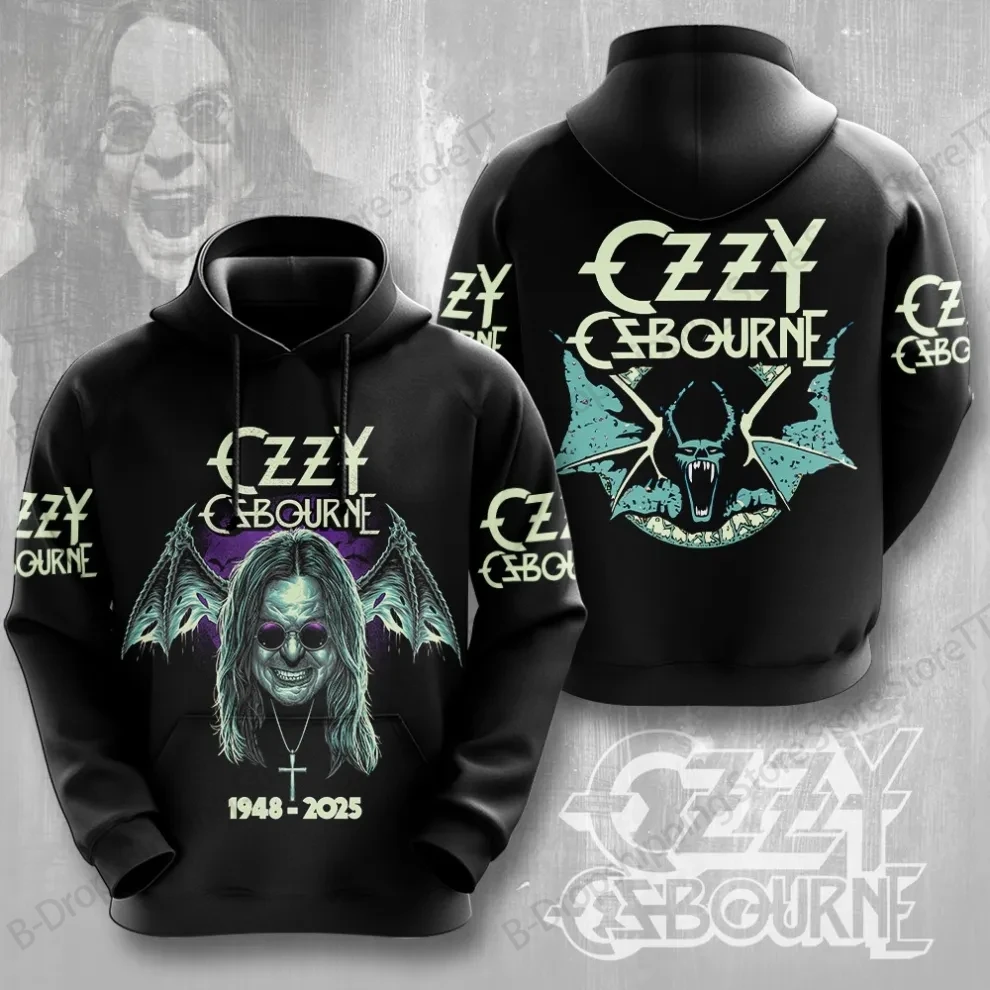 روك باند Ozzy Osbourne ثلاثية الأبعاد طباعة هوديي الرجال النساء موضة كم طويل هوديس معطف خمر الرجال البلوز للجنسين الملابس جديد