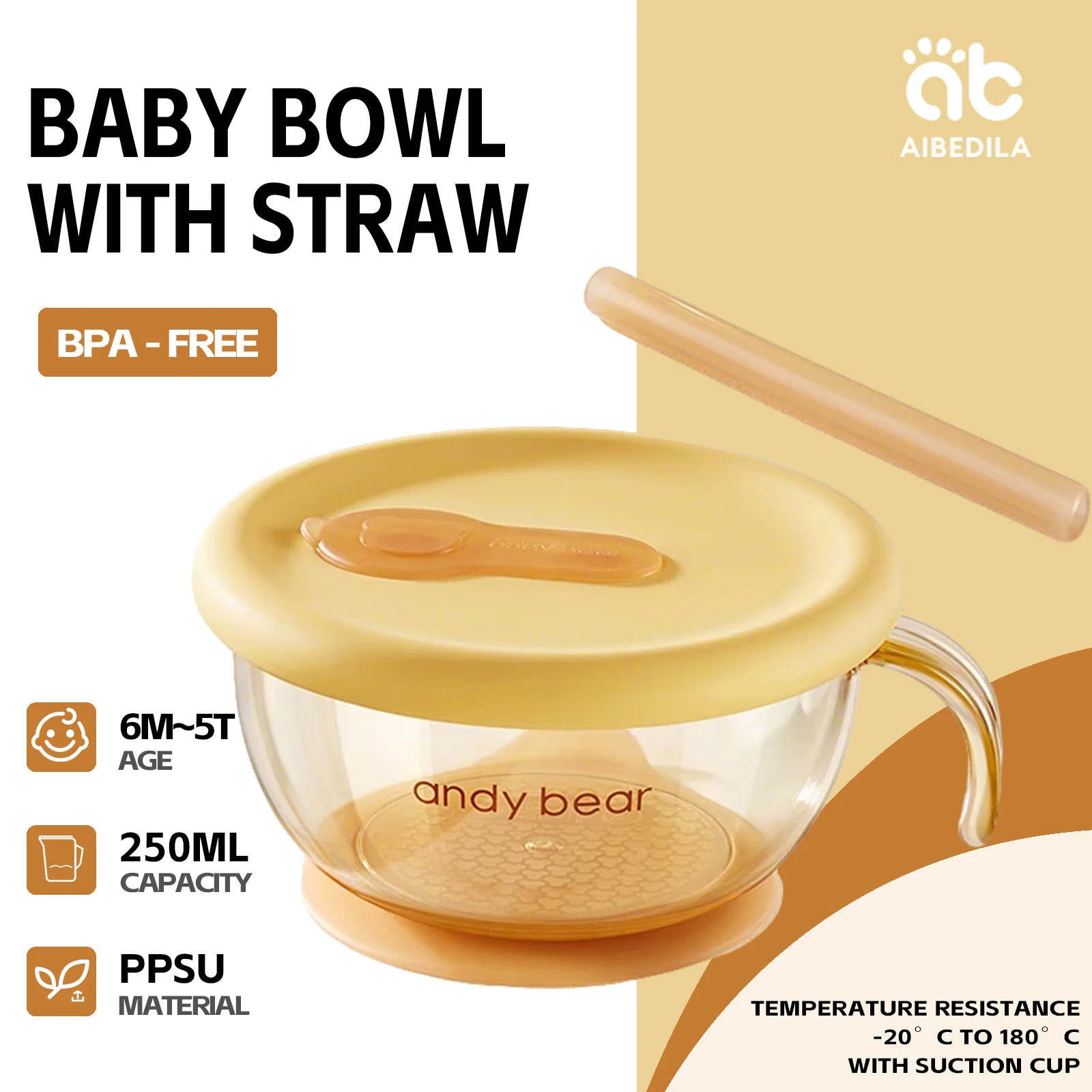 

AIBEDILA миска для детского питания для новорожденных, соломинка для кормления, вода PPSU с соломинкой для еды и питья молока, детская посуда 250 мл