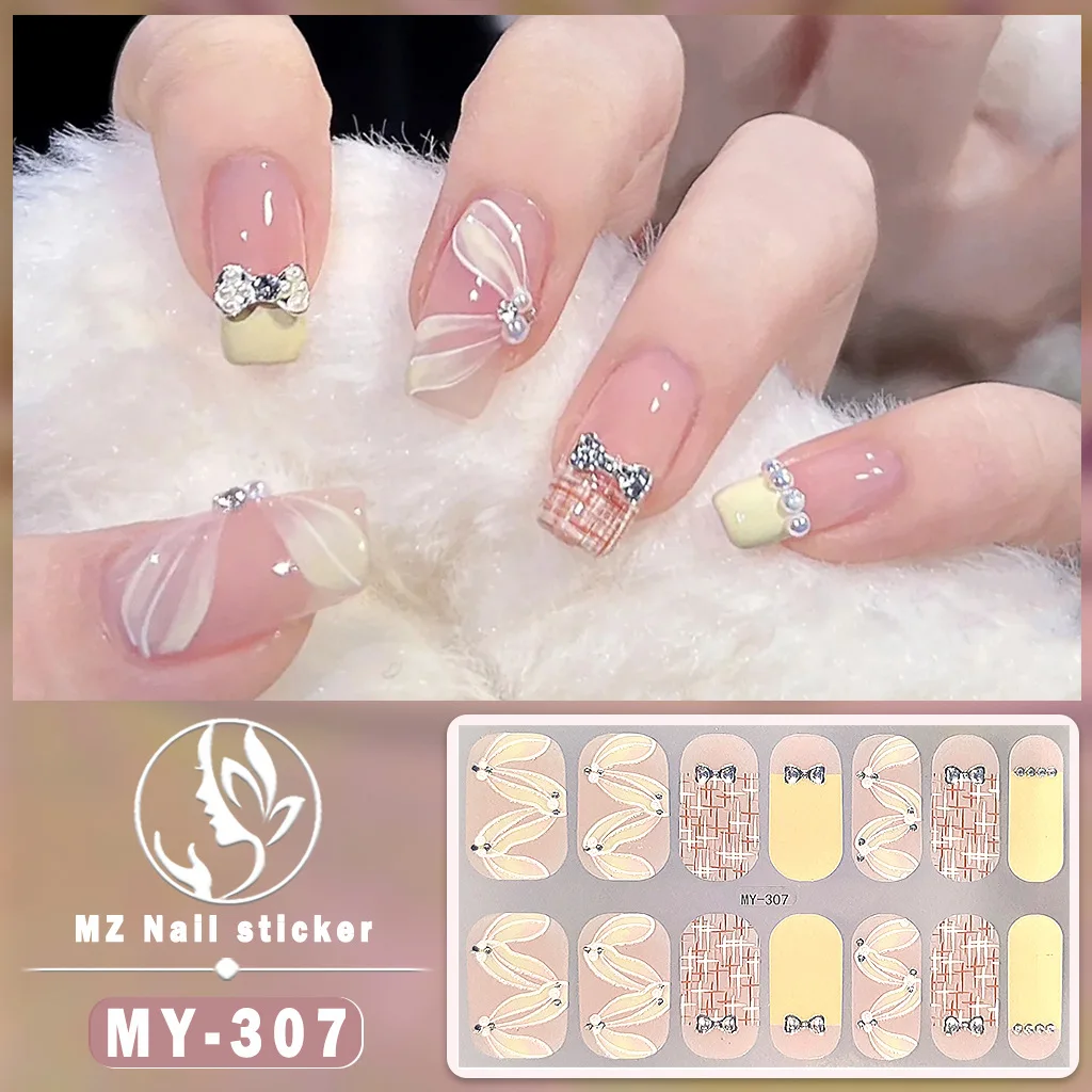 ﻿   สติกเกอร์ติดเล็บลายโบว์ 14Tips แบบติดเองได้ ลายไล่สี สำหรับตกแต่งเล็บ