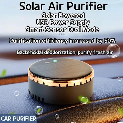 Dual Core Car Air Purifier Solar USB Powered Formaldehyde Remover Odor Eliminator Dual Use for Vehicle and Household