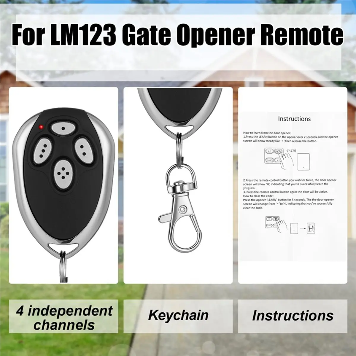 8 Pcs 4 Channels Gate Opener Remote Compatible for Aleko LM123 433.92mhz Garage Door Remote Control Transmitter