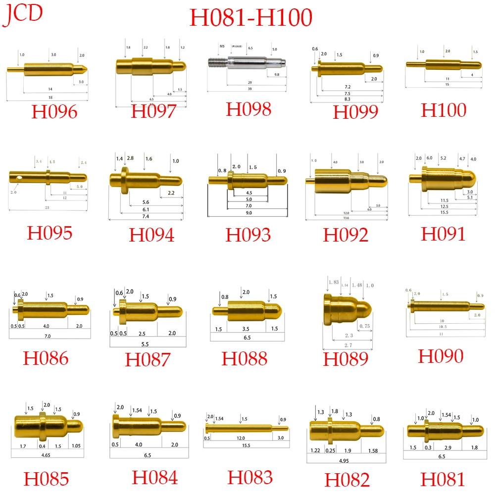 1PCSPogo Pin Connector Pogopin Battery Spring Loaded Contact SMD Needle PCB2.7  5.5 6.5 15.5 12.5 9 39 MM Test Probe H081 - H100