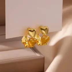 Heart Stud Earrings for Women Stainless Steel Earrings 2024 Trend Aesthetic Piercing Couple Ear Jewelry Freeshipping Items mujer