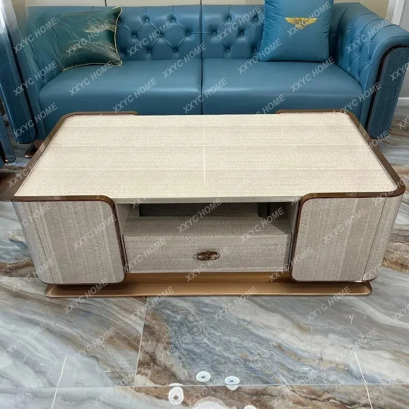 XX light luxury coffee table post-modern high-end villa living room long coffee table model Hong Kong style furniture