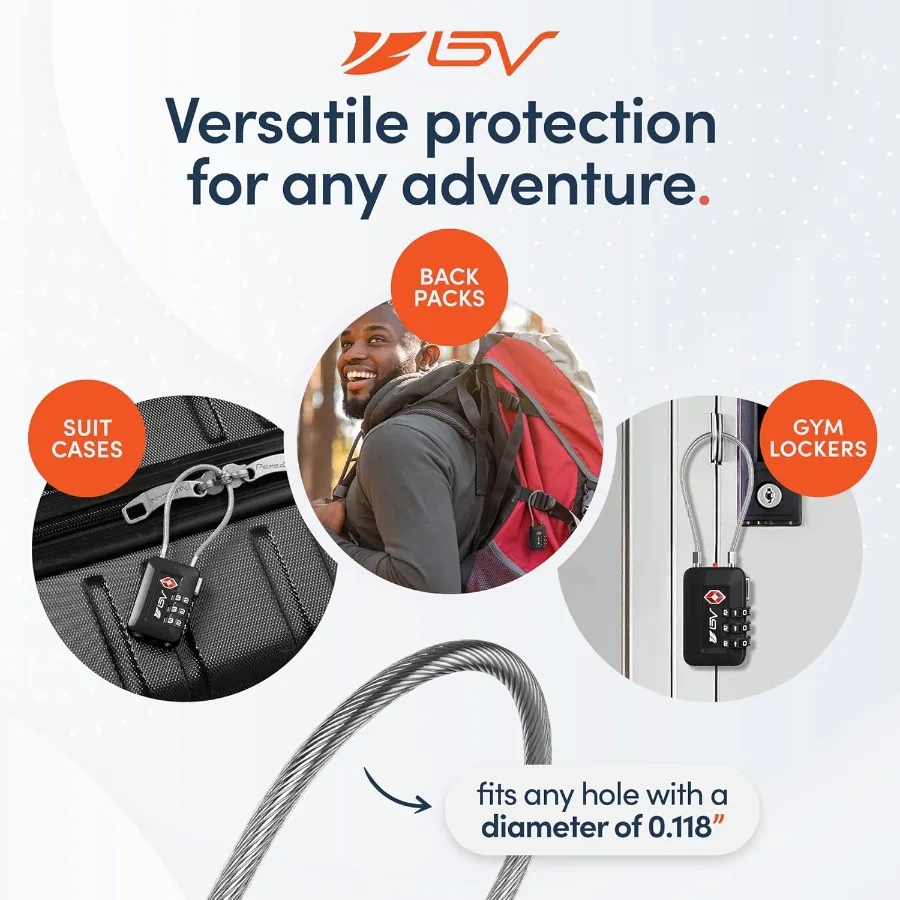 Kunci Kombinasi Hitam BV Disetujui TSA untuk Koper Perjalanan, Kunci Digital yang Dapat Diatur Ulang dengan 1000 Kombinasi yang Mungkin, Aman dan Dapat Diatur Ulang