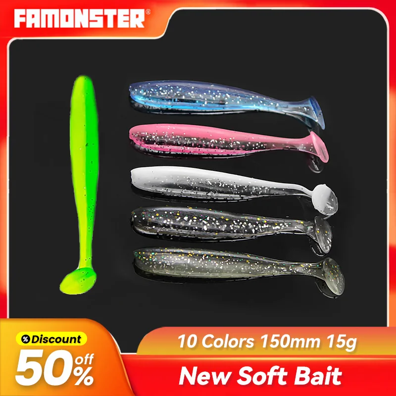 

Famonster Fishing Lure 1.2g/ 2g/4g/9g/15g Silicone T Tail Artificial Wobbler Soft Baits Shad Pike Bass Carp