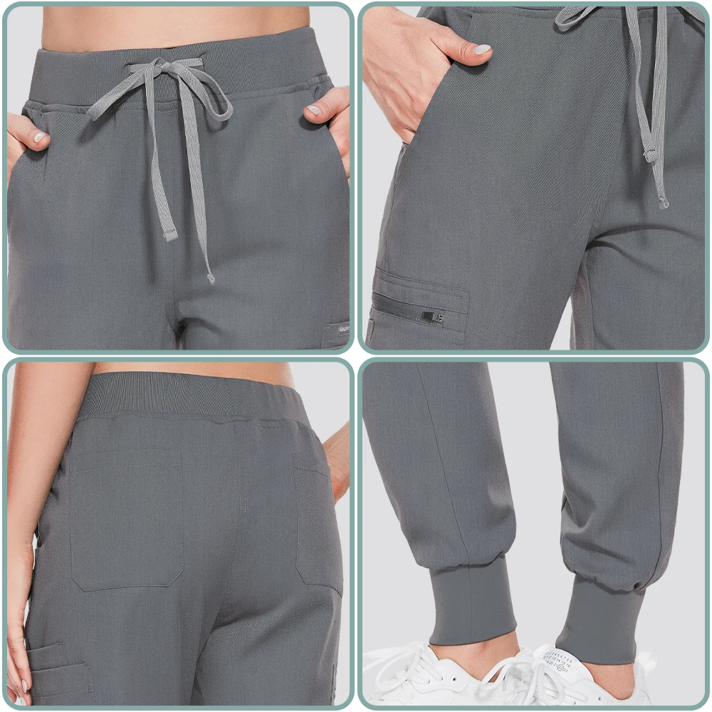 Unisex Cor Sólida Jogger Calças, Médico Scrubs Calças, Calças Cirúrgicas de Laboratório, Uniformes Enfermeira, Trabalho Bottoms Acessórios