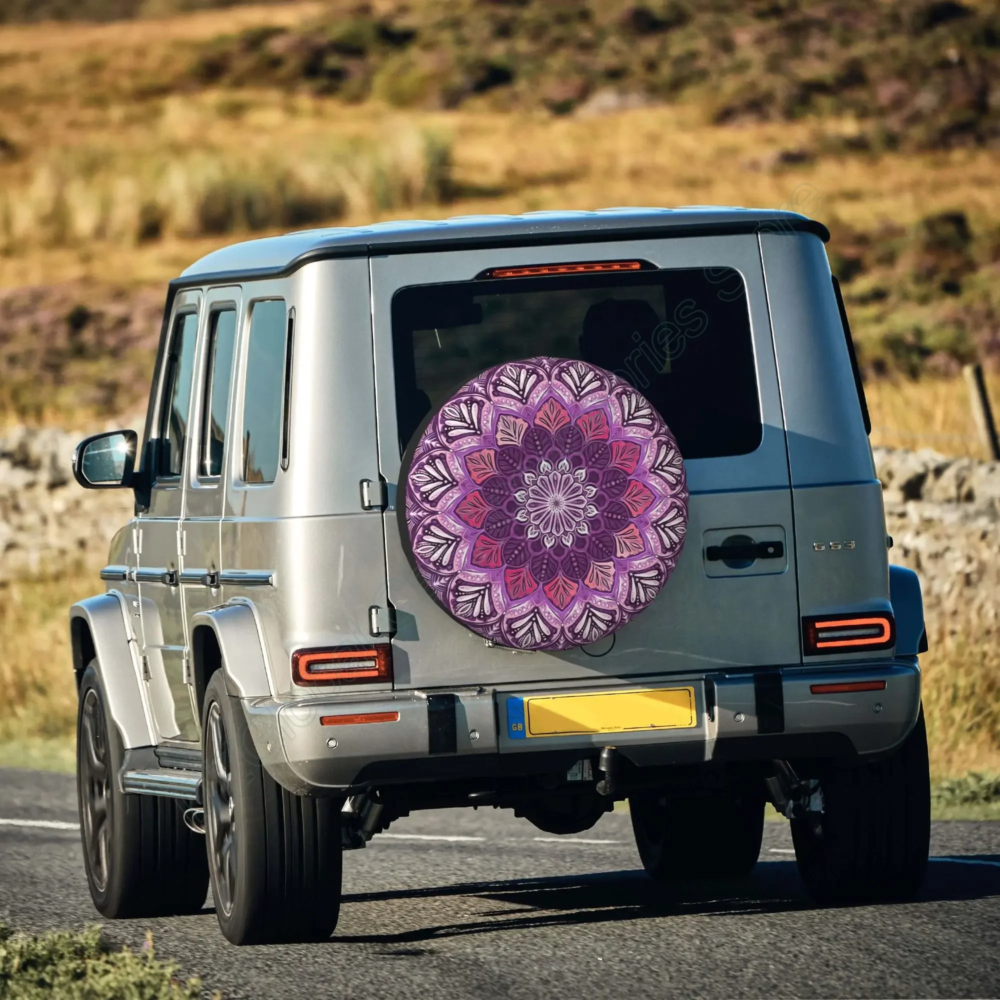 Boho Mandala in Deep Purple and Pink Spare Tire Cover Dust-Proof Wheel Tire Cover Fit RV SUV and Many Vehicle 14 15 16 17 Inch