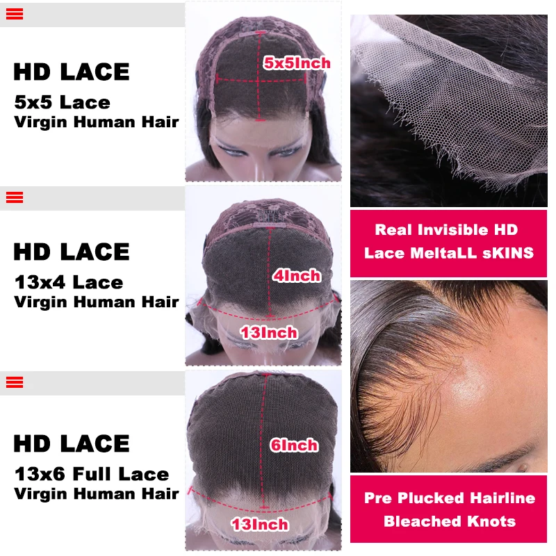 Queen Hair Deep Wave Real HD Lace Wig 13x6 13x4 Full Frontal 4x4 5x5 6x6 HD Closure Wig 100% Human Raw Hair Pre Plucked Lace Wig