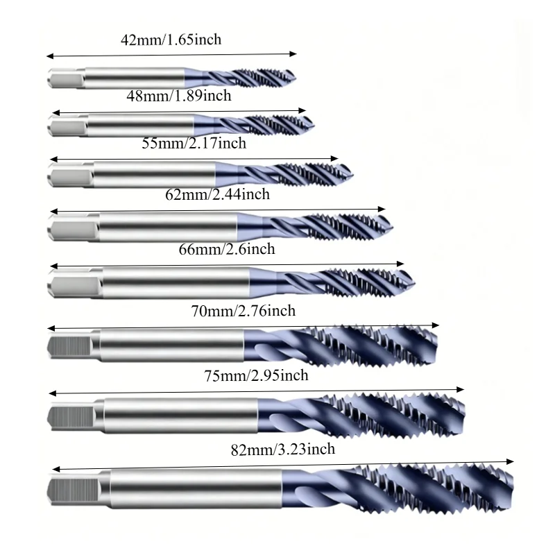 JRDS TiCN Coated Cobalt Spiral Flute Tap M2‑M12 UNC Thread Tap for Stainless Steel Iron Copper Free‑Cutting Steel