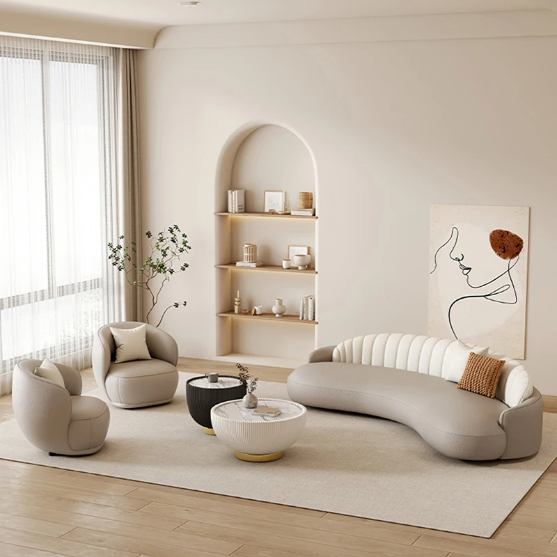 

Современная гостиная, удобные скандинавские изогнутые бархатные диваны, пуфы, простой диван для гостиной, роскошная дизайнерская мебель для дома из цельного дерева